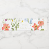 Wildflower Baby shower Waterfles Etiket (Enkel label)