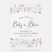 Wildflower Baby shower Welkom Frosted Acryl Bord (Voorkant)
