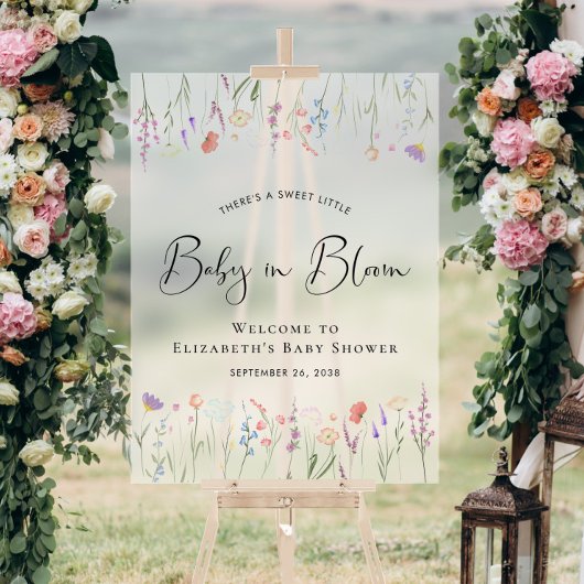 Wildflower Baby shower Welkom Frosted Acryl Bord