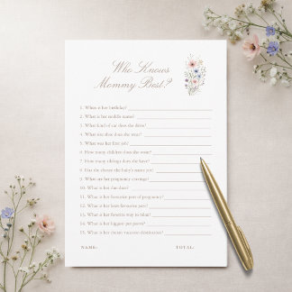 Wildflower Baby Shower Who Knows Mommy Best Card Kaart