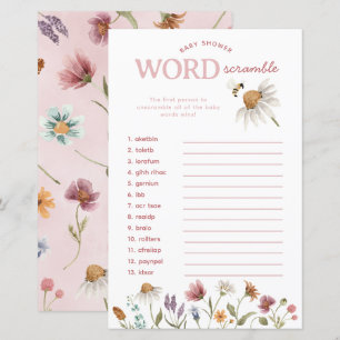 Wildflower Baby shower Word Scramble Game