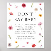 Wildflower Baby Shower 'Zeg geen baby' spel Poster (Voorkant)
