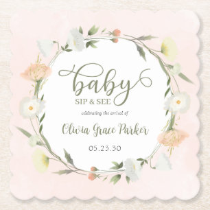 Wildflower Baby Sip En Zie Kartonnen Onderzetters