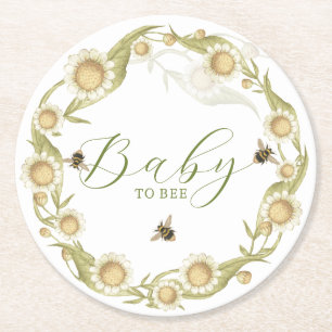 Wildflower Baby to Bee Baby shower Ronde Kartonnen Onderzetter