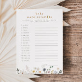 Wildflower Baby Word Scramble Downloadbare Kaart