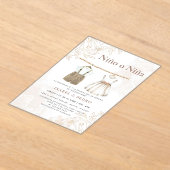 Wildflower Babykleding Spaans Geslacht Onthulling Acryl Uitnodigingen (Laagn)