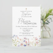 Wildflower Baptism Girl Invitation (Debout devant)