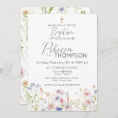 Wildflower Baptism Girl Invitation (Devant / Derrière)