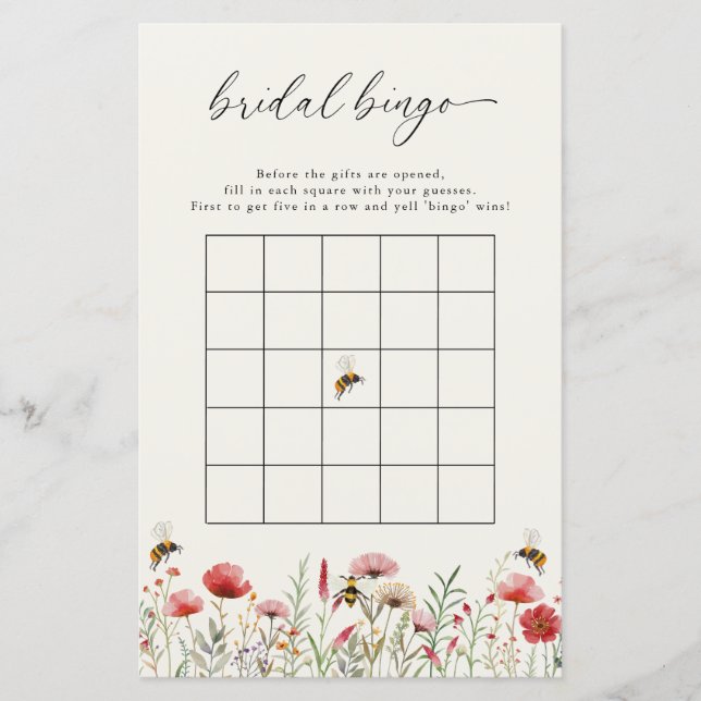 Wildflower bedoeld als bruids bingo spel Kaart (Voorkant)