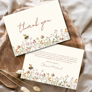 Wildflower Bee Baby shower Bedankt Card