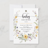 Wildflower Bee Baby Shower Invitation Card (Devant)