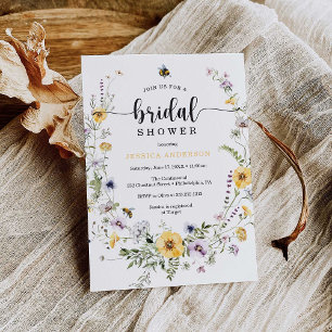 Wildflower Bee Bridal Shower Invitation Kaart