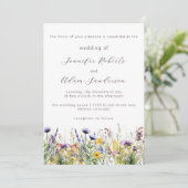 Wildflower beemdje Elegant Script Weddenschap Kaart (Staand voorkant)