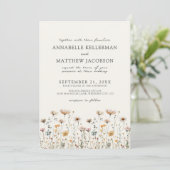 Wildflower Beige Boho Floral Wedding Kaart (Staand voorkant)