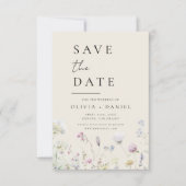 Wildflower Beige Boho Save the Date Minimalist (Voorkant)