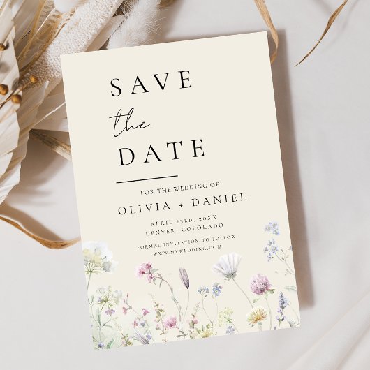 Wildflower Beige Boho Save the Date Minimalist