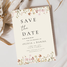 Wildflower Beige Boho Save the Date Minimalist