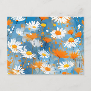 Wildflower-beweging in zacht blauw wassen briefkaart