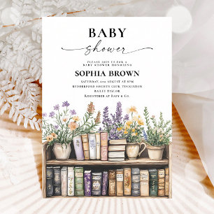 Wildflower Bibliotheek Boek Baby Shower Kaart