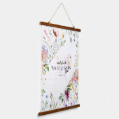 Wildflower Bijbel Verse | Monogram Initiaal Hangend Wandkleed (Gebogen)
