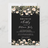 Wildflower Black Brunch en Bubbly Vrijgezellenfees Kaart (Voorkant)