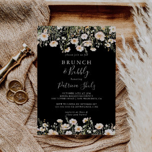 Wildflower Black Brunch en Bubbly Vrijgezellenfees Kaart