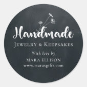 Wildflower Black Custom Handgemaakte Product Verpa Ronde Sticker (Voorkant)