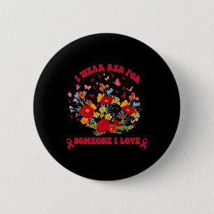 Wildflower Bloedkanker Bewustzijnskleding Rode Lin Ronde Button 5,7 Cm