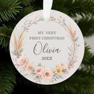 Wildflower Bloemen Baby Eerste Kerst Personalisere Ornament