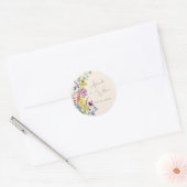 Wildflower Bloemen Beige Boho Bruiloft Ronde Sticker (Envelop)