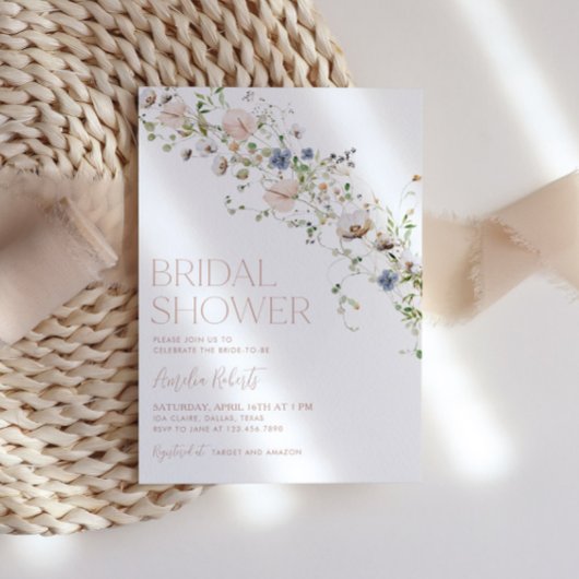 Wildflower Bloemen Bruids Douche Uitnodiging