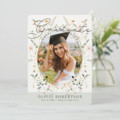 Wildflower Bloemen Foto Afstuderen Aankondiging (Staand voorkant)