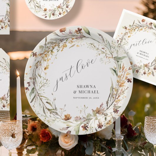 Wildflower Bloemen Herfst Herfstkrans BOHO Bruilof Papieren Bordje