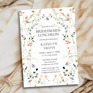 Wildflower Bloemen Krans Tuin Bruidsmeisjes Lunch Kaart