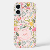 Wildflower bloemen naam monogram gepersonaliseerd Case-Mate iPhone case (Achterkant)