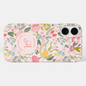 Wildflower bloemen naam monogram gepersonaliseerd Case-Mate iPhone case (Achterkant (horizontaal))
