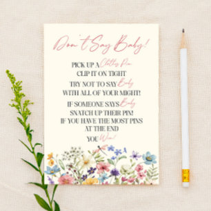 Wildflower Bloemen Niet Zeggen Baby Shower Spel