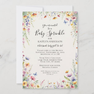 Wildflower Bloemen Waterverf Baby Meisje Douche Kaart