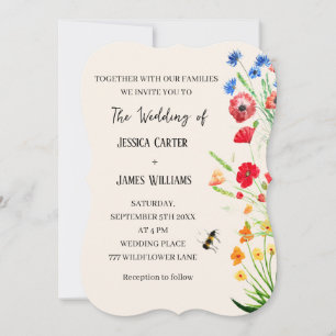 Wildflower Bloemen Waterverf Boho Rustiek Huwelijk Kaart