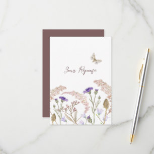 Wildflower bloemenbruine herfst bruiloft eenvoudig RSVP kaartje