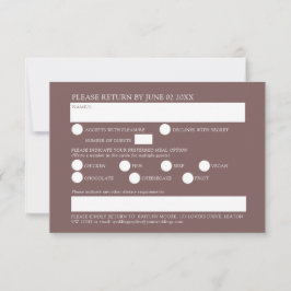 Wildflower bloemenmaaltijd optie bruine herfst bru RSVP kaartje