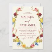 Wildflower bloementuin bloemenkrans bruiloft kaart (Voorkant)