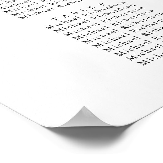 Wildflower bloementuin bruiloft 12 tafel zitplaats poster (Hoek)