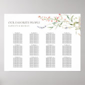 Wildflower bloementuin bruiloft 12 tafel zitplaats poster (Voorkant)