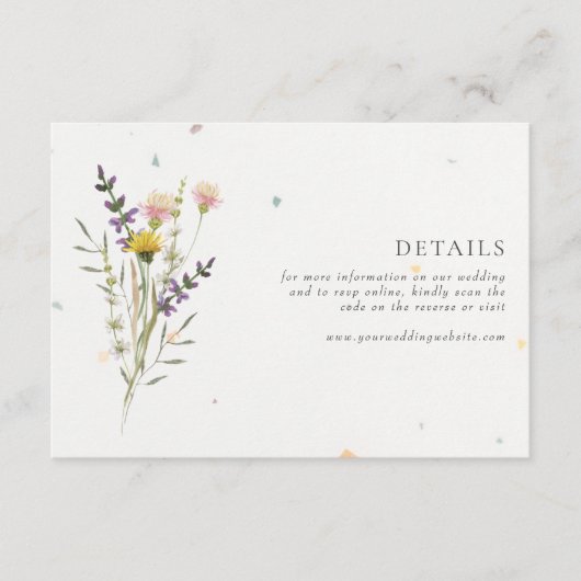 Wildflower bloementuin QR code bruiloft details Informatiekaartje (Voorkant)