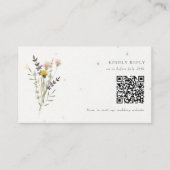 Wildflower Bloementuin QR Code Bruiloft RSVP Informatiekaartje (Voorkant)