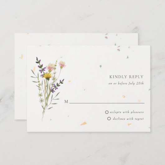 Wildflower Bloementuin Speckletone bruiloft RSVP (Voorkant / Achterkant)