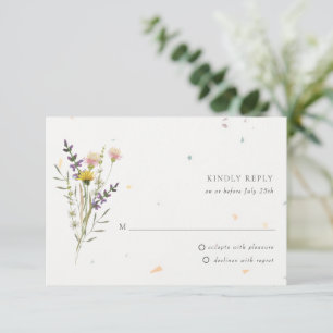 Wildflower Bloementuin Speckletone bruiloft RSVP Kaartje