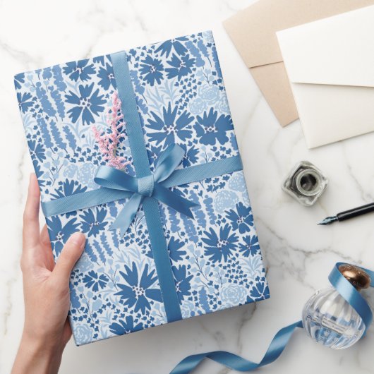Wildflower Bloempatroon in blauw Cadeaupapier (Geschenken)
