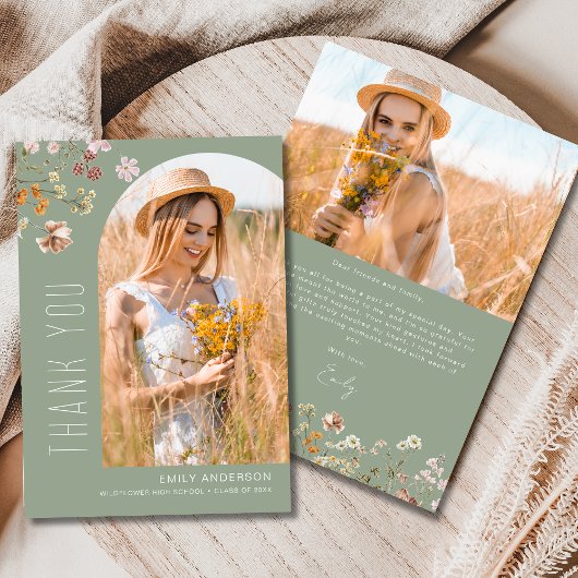 Wildflower Bloom Afstuderen Foto Dank u Bedankkaart